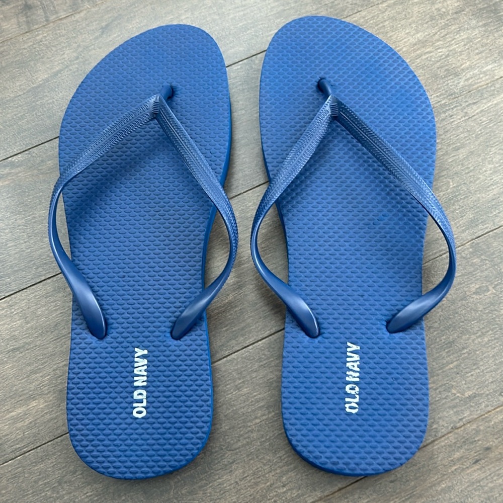 OLD NAVY Flip Flop Thong Sandal, Navy Blue Summer Shoe Pool Footwear, Size 9